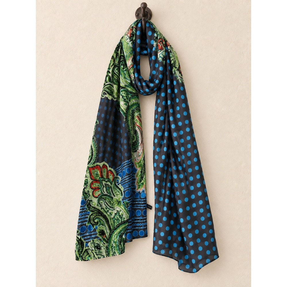 Cynthia Rowley Scarf Paisley Burnout Velvet Polka Dot Mixed Print OS